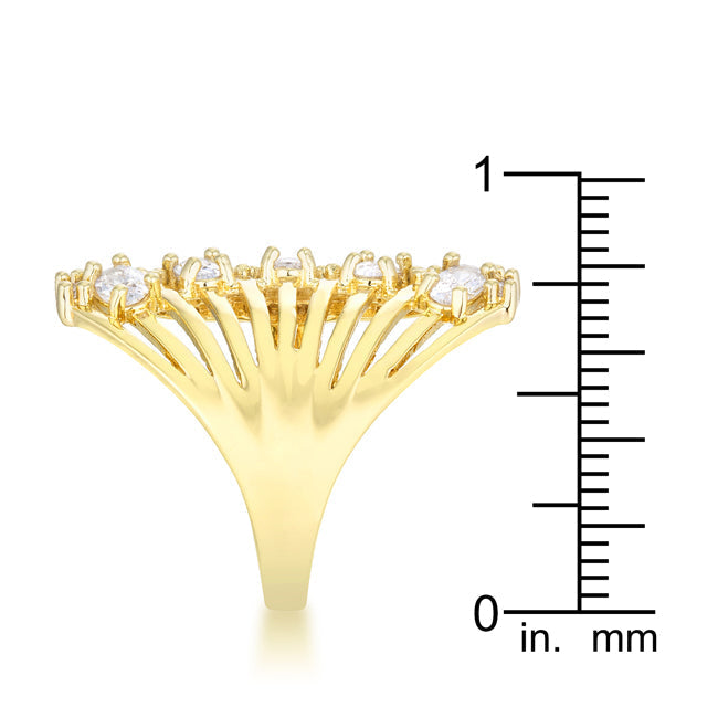 Lovcia Glamorous Natalie 2.15ct CZ Pear & Round Stone 14k Gold Cocktail Ring-Rings-5-5