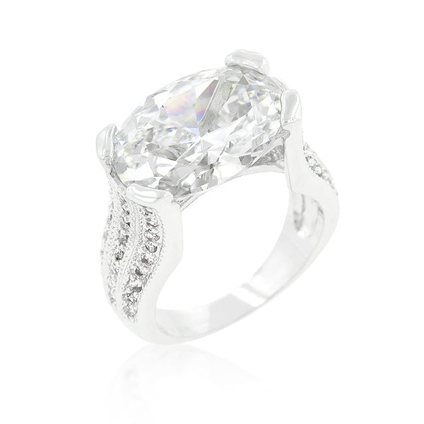 Lovcia Glamorous Oval Triplet CZ Platinum Luster Ring-Rings-5-5