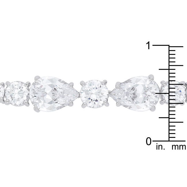 Lovcia Glamorous Pear and Round CZ Rhodium-Plated Tennis Bracelet-Bracelets-