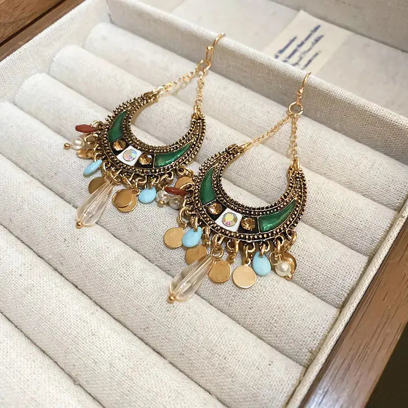 Lovcia Glamorous Rhinestone Resin Drop Earrings for Women-Earrings-Dark Green-One Size-Dark Green