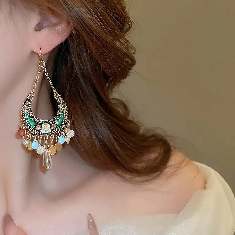 Lovcia Glamorous Rhinestone Resin Drop Earrings for Women-Earrings-Dark Green-One Size-Dark Green