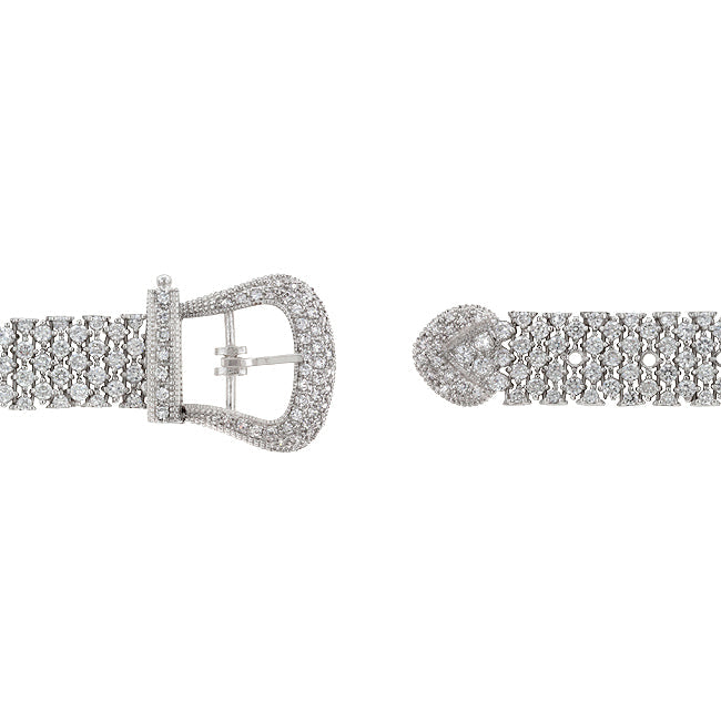 Lovcia Glamorous Rhodium-Plated Cubic Zirconia Bracelet-Bracelets-