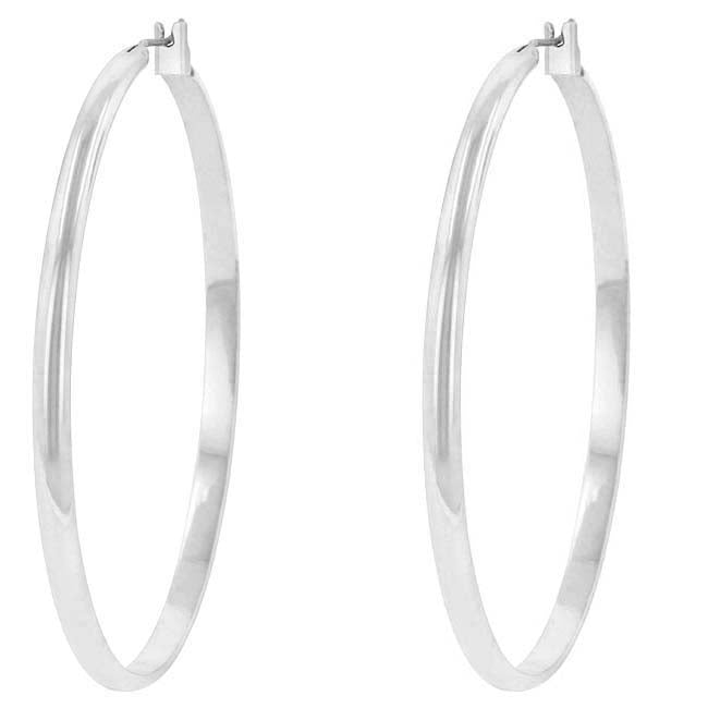 Lovcia Glamorous Rhodium-Plated Silver Hoops-Earrings-