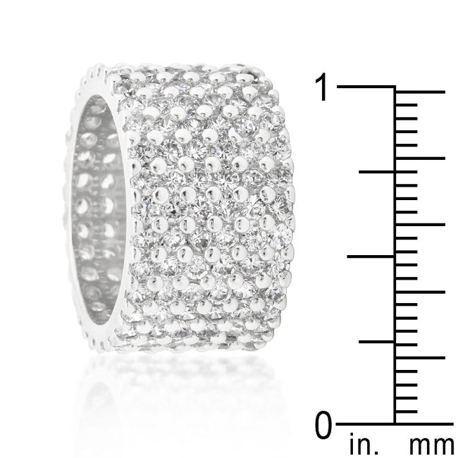 Lovcia Glamorous Rhodium-Plated Wide Pave CZ Ring-Rings-5-5