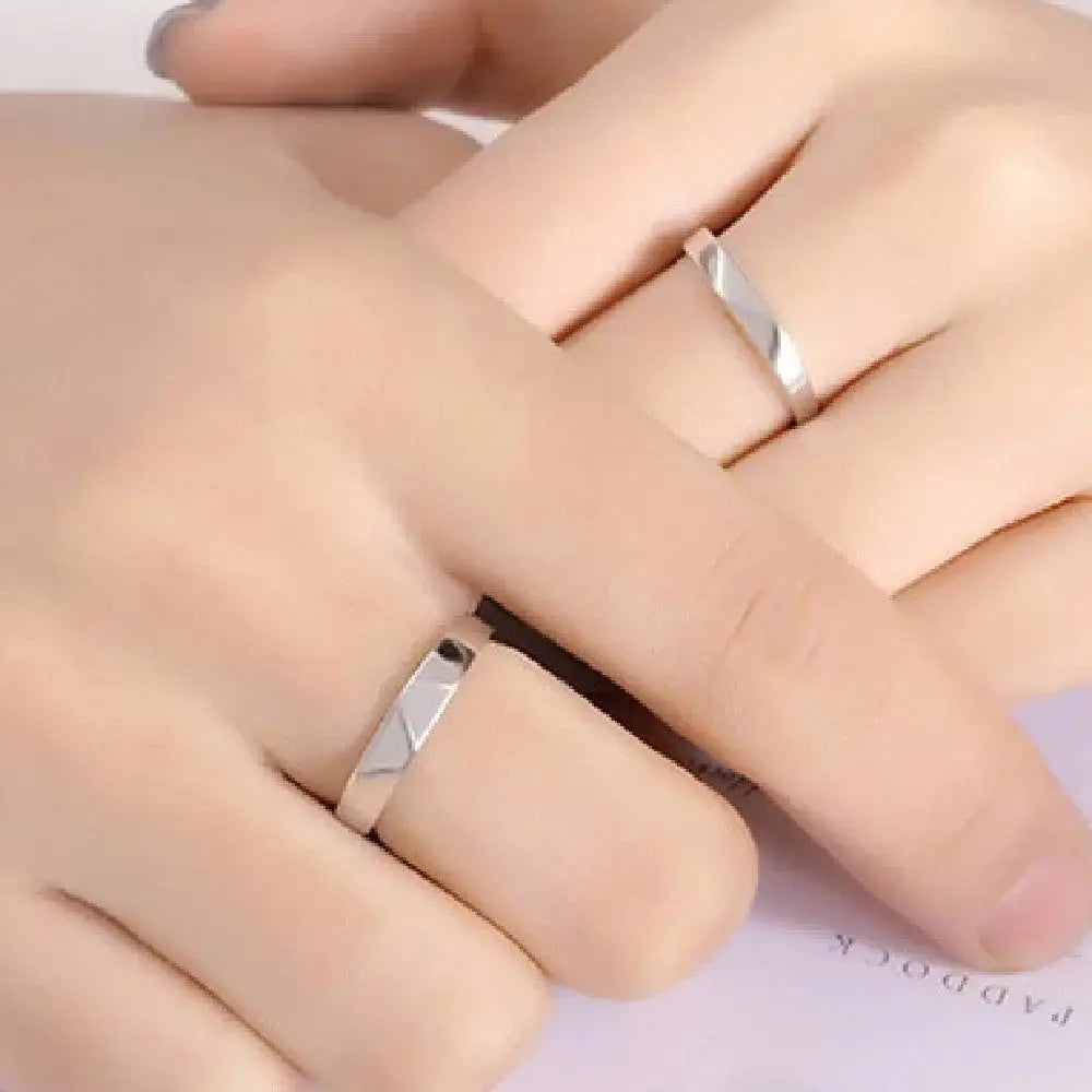 Lovcia Glamorous Rhombus Couple Ring Fashion Jewellery with Diagonal Pattern-Rings-Men's-Adjustable Opening-Men's