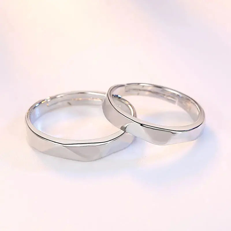 Lovcia Glamorous Rhombus Couple Ring Fashion Jewellery with Diagonal Pattern-Rings-Men's-Adjustable Opening-Men's