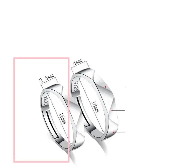 Lovcia Glamorous Rhombus Couple Ring Fashion Jewellery with Diagonal Pattern-Rings-Women's-Adjustable Opening-Women's
