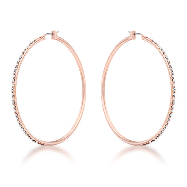 Lovcia Glamorous Rose Gold Crystal Hoop Earrings - 55mm-Earrings-