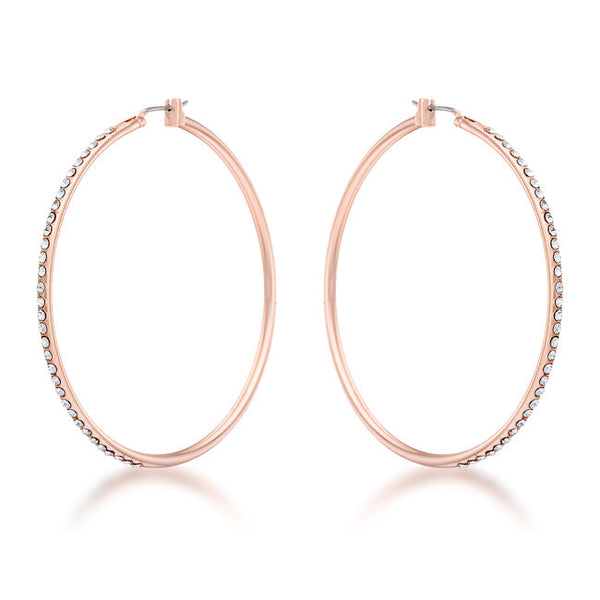 Lovcia Glamorous Rose Gold Crystal Hoop Earrings - 55mm-Earrings-