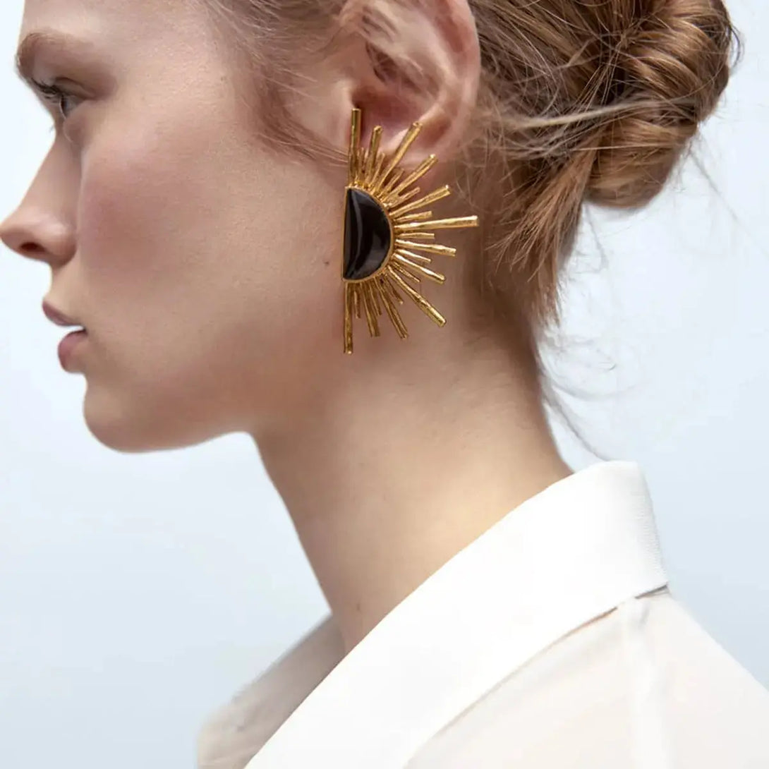 LOVCIA Glamorous Sunshine Metallic Drip Geometric Earrings