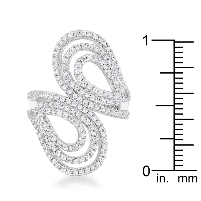 Lovcia Glamour Pave Circle Wrap Ring with 1ct CZ in Rhodium Finish-Rings-5-5