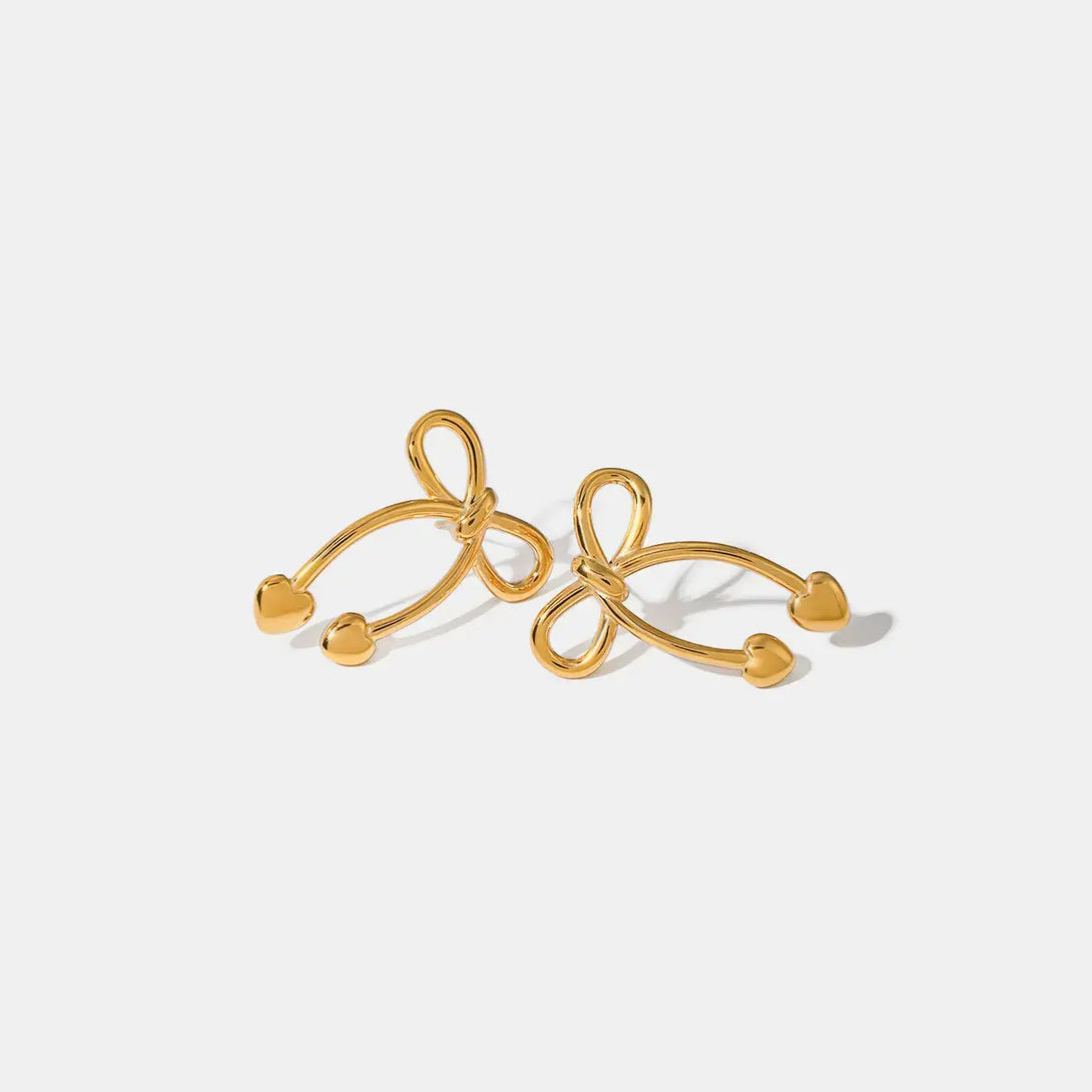 Lovcia Gleaming Bow Steel Earrings for Women-Earrings-Gold-One Size-Gold