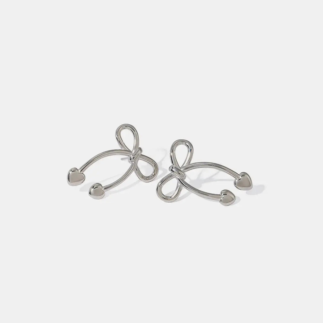 Lovcia Gleaming Bow Steel Earrings for Women-Earrings-Gold-One Size-Gold