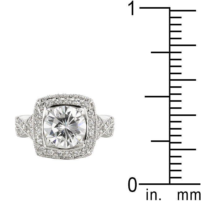 Lovcia Gleaming Crystal Enchantress Rhodium-Plated Clear Zirconia Ring-Rings-5-5