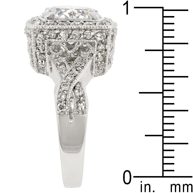 Lovcia Gleaming Crystal Enchantress Rhodium-Plated Clear Zirconia Ring-Rings-5-5