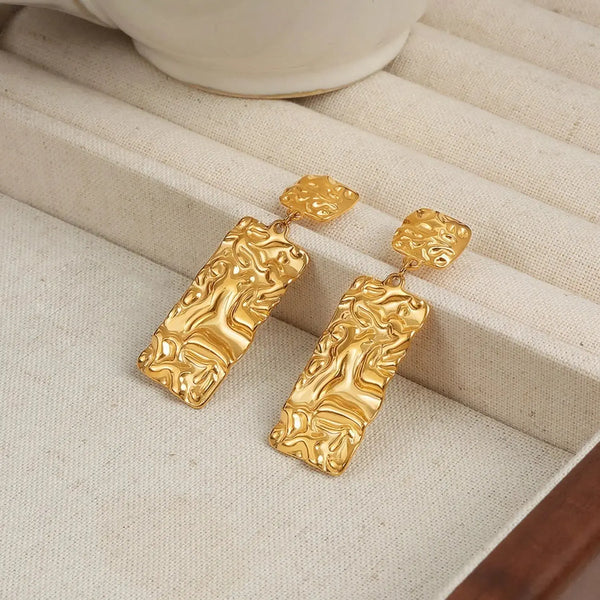 Lovcia Gleaming Geometric Gold-Plated Titanium Earrings for Women-Earrings-Gold-One Size-Gold
