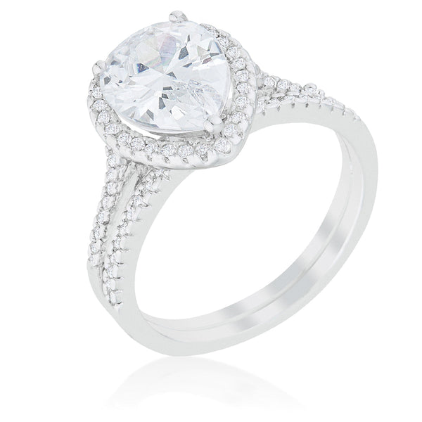 Lovcia Gleaming Pear Halo Solitaire Engagement Ring-Rings-5-5
