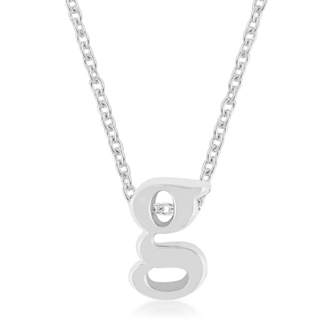 Lovcia Gleaming Rhodium Initial G Charm Necklace-Pendants-
