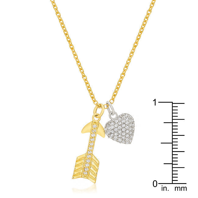 Lovcia Glistening Heart and Arrow Charm Necklace-Pendants-