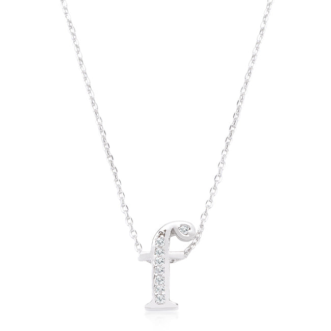Lovcia Glittering Cubic Zirconia F Letter Initial Necklace-Pendants-