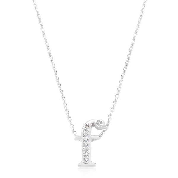 Lovcia Glittering Cubic Zirconia F Letter Initial Necklace-Pendants-