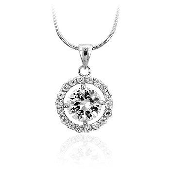 Lovcia Glittering Rhodium-Plated Circle Necklace-Pendants-
