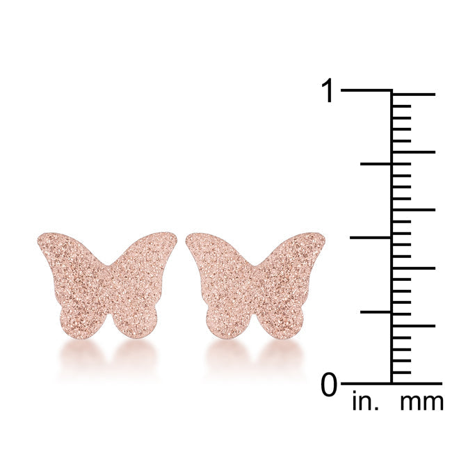 Lovcia Glittering Rose Gold Butterfly Stud Earrings-Earrings-