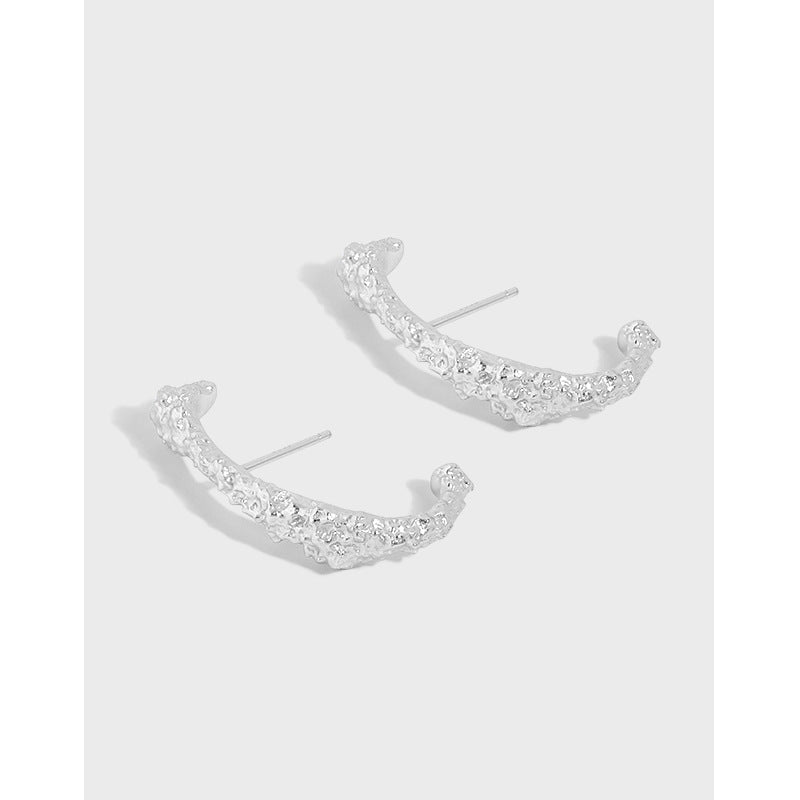 Lovcia Gold 19mm C Shape 925 Sterling Silver Stud Earrings-Earrings-Yellow Gold-Yellow Gold