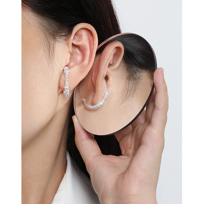 Lovcia Gold 19mm C Shape 925 Sterling Silver Stud Earrings-Earrings-Yellow Gold-Yellow Gold