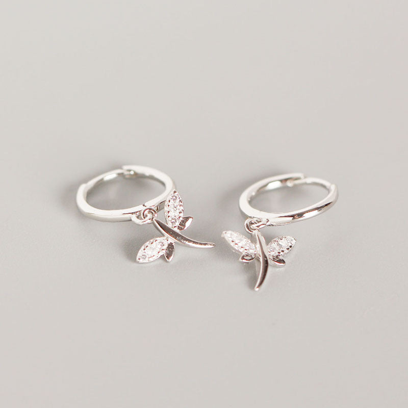 Lovcia Gold 20mm Dragonfly Hoop Earrings Sterling Silver-Earrings-Silver-Silver