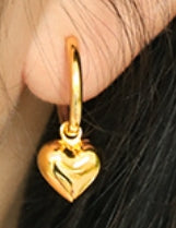 Lovcia Gold 3D Heart Hoop Earrings 11.85mm 13.85mm-Earrings-Yellow Gold-Yellow Gold