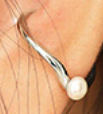 Lovcia Gold 3mm Pearl Hoop Earring 13mm Non Pierced Single-Earrings-Silver-Silver
