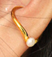 Lovcia Gold 3mm Pearl Hoop Earring 13mm Non Pierced Single-Earrings-Yellow Gold-Yellow Gold