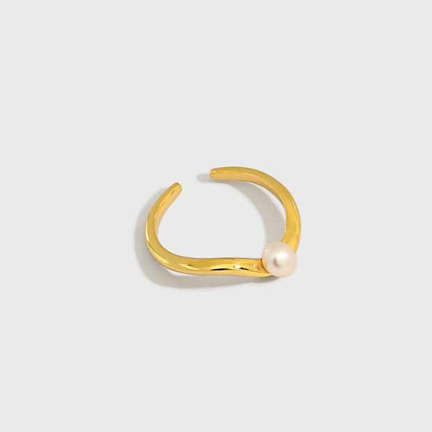 Lovcia Gold 3mm Pearl Hoop Earring 13mm Non Pierced Single-Earrings-Yellow Gold-Yellow Gold