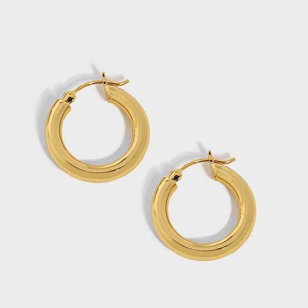 Lovcia Gold 4mm Hoop Earrings 18 And 22mm Huggie 925-Earrings-Yellow Gold 22Mm-Yellow Gold 22Mm