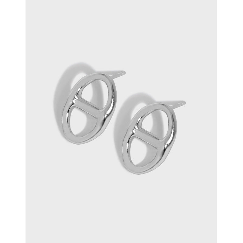 Lovcia Gold 925 Silver Pig Nose Stud Earrings 10.7mm-Earrings-Yellow Gold-Yellow Gold