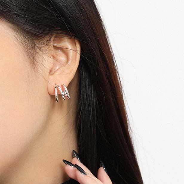 Lovcia Gold 925 Silver Triple Layer Stud Earrings 11mm-Earrings-Yellow Gold-Yellow Gold