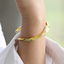 Lovcia Gold 925 Sterling Silver Adjustable Open Bangle 56mm-Bracelets-Yellow Gold-Yellow Gold