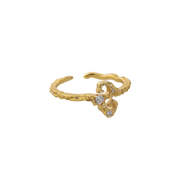 Lovcia Gold 925 Sterling Silver Adjustable Ring With CZ-Rings-Yellow Gold-Yellow Gold