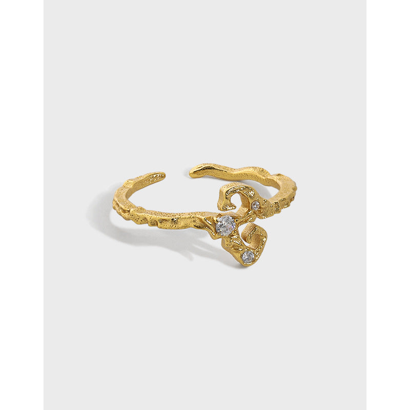 Lovcia Gold 925 Sterling Silver Adjustable Ring With CZ-Rings-Yellow Gold-Yellow Gold