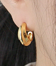 Lovcia Gold 925 Sterling Silver C Shape Hoop Earrings 7.4mm-Earrings-Yellow Gold-Yellow Gold