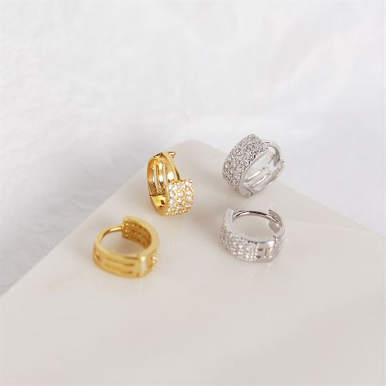 Lovcia Gold 925 Sterling Silver CZ Huggie Hoop Earrings-Earrings-Yellow Gold-Yellow Gold