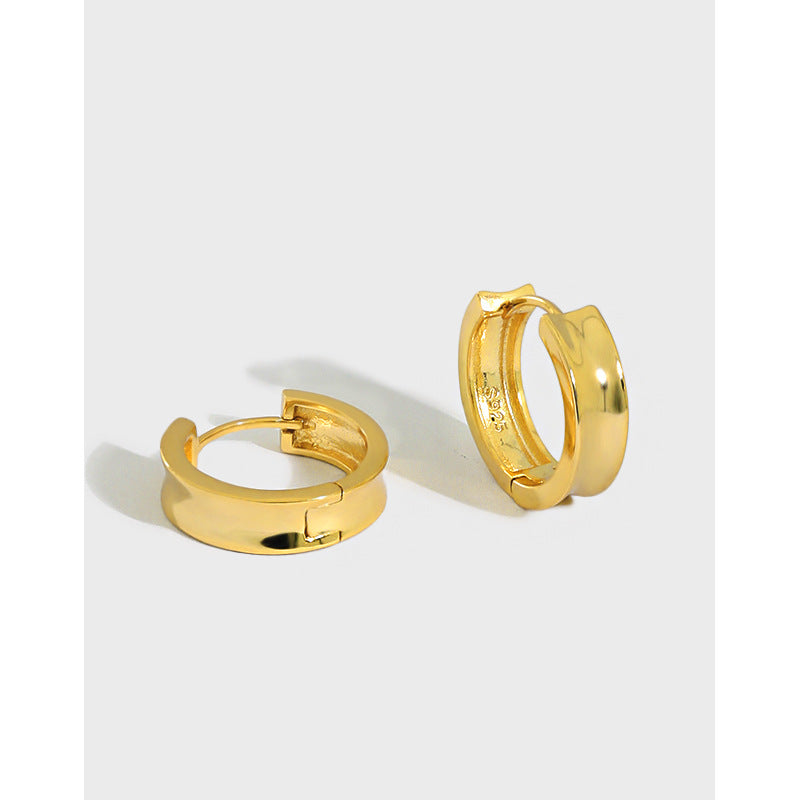 Lovcia Gold 925 Sterling Silver Huggie Hoop Earrings 5x14mm-Earrings-Yellow Gold-Yellow Gold