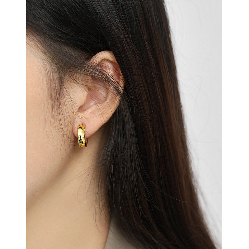 Lovcia Gold 925 Sterling Silver Huggie Hoop Earrings 5x14mm-Earrings-Yellow Gold-Yellow Gold