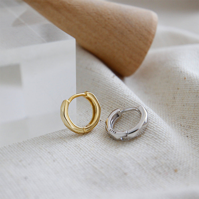 Lovcia Gold 925 Sterling Silver Mini Circle Huggie Earring-Earrings-Yellow Gold (Single)-Yellow Gold (Single)