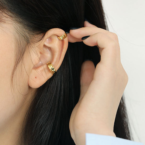 Lovcia Gold 925 Sterling Silver Nonpierced Earring 4.5x8mm-Earrings-Yellow Gold (Single)-Yellow Gold (Single)