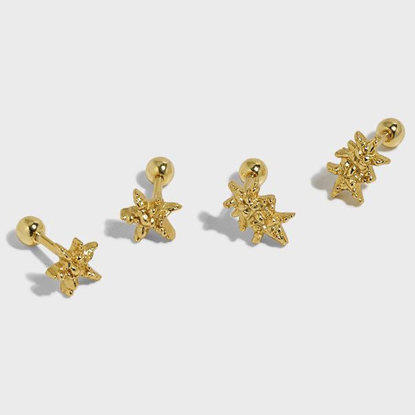 Lovcia Gold 925 Sterling Silver Starfish Stud Earrings-Earrings-Double Starfish & Yellow Gold-Double Starfish & Yellow Gold