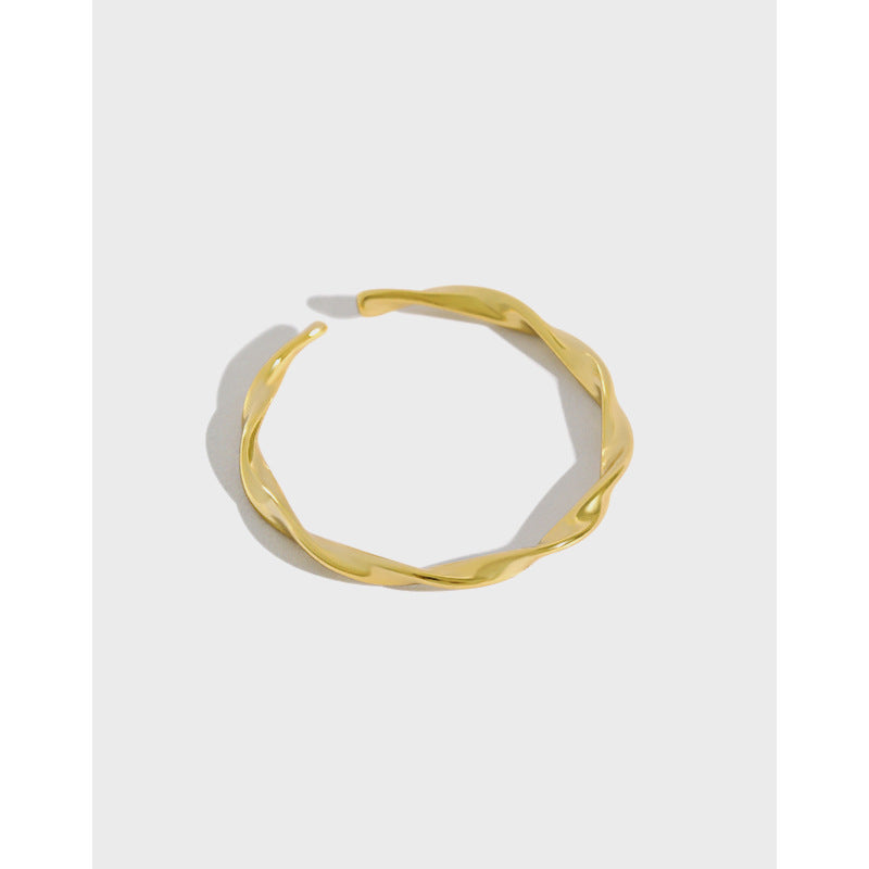 Lovcia Gold 925 Sterling Silver Twisted Ring Adjustable-Rings-Rhodium & US 8-Rhodium & US 8
