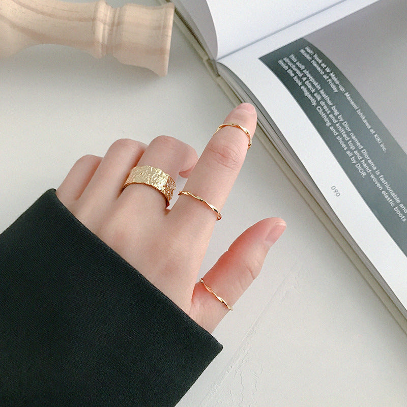 Lovcia Gold 925 Sterling Silver Twisted Ring Adjustable-Rings-Rhodium & US 8-Rhodium & US 8