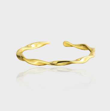 Lovcia Gold 925 Sterling Silver Twisted Ring Adjustable-Rings-Yellow Gold & US 8-Yellow Gold & US 8